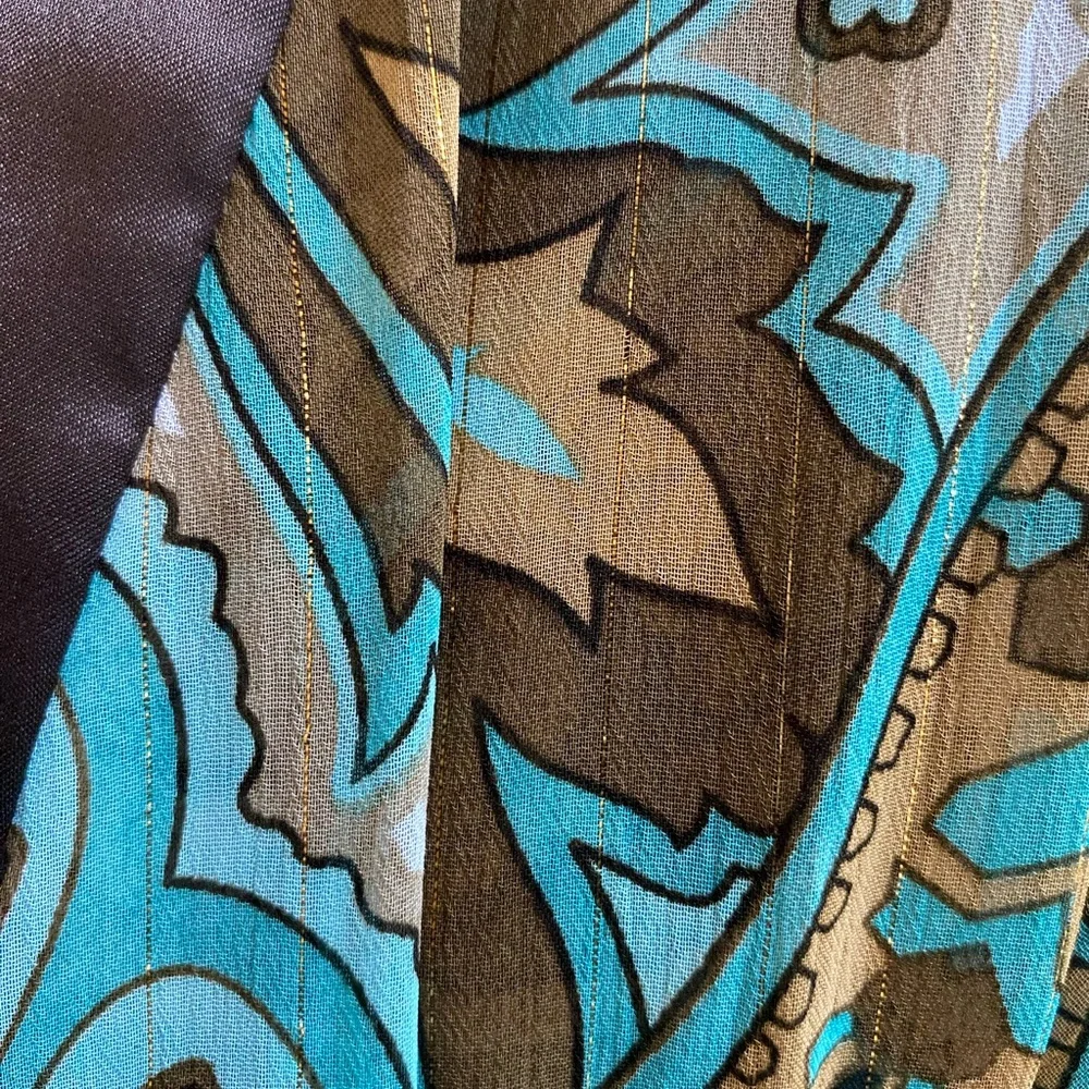 Rampage Teal and Brown Paisley Sheer Blouse - Picture 5 of 6